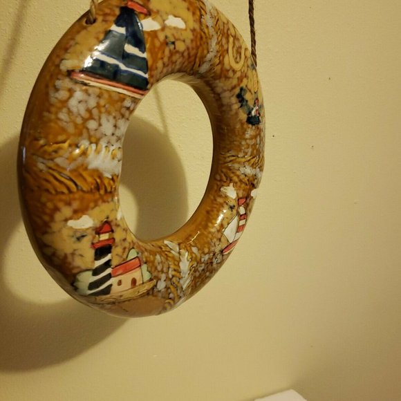Life Ring Bouy Ceramic Wall Hanging Hand Painted - Picture 11 of 12